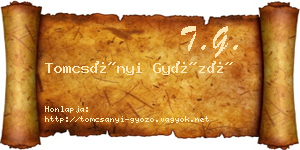 Tomcsányi Győző névjegykártya